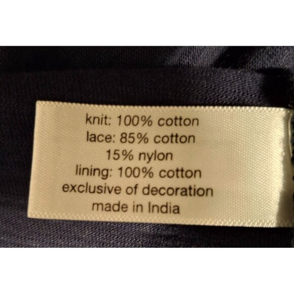 Lane Bryant Womens Navy Blue Lace Overlay Top Size 18/20 100% Cotton Knit Keyhol - Picture 4 of 9